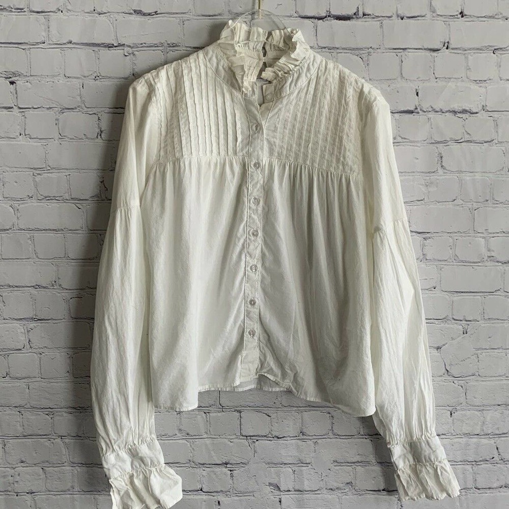 LOVE SAM Pleated Button Up Blouse Size XS Off White